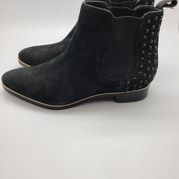 $240 Ted Baker Arwenth Black Suede Embellished Chelsea Ankle Boots, US Sz 6,5 - Picture 3 of 8